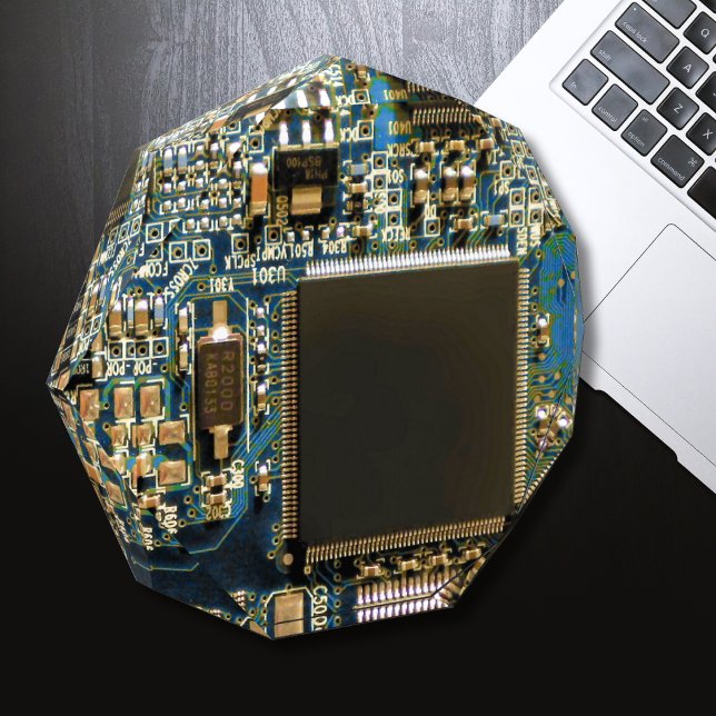 Macro Blue Circuit Board | PCB Photo Acrylic Award (Creator Uploaded)