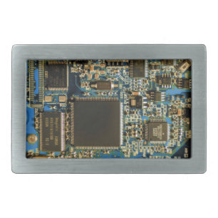 Macro Blue Circuit Board   PCB Photo Belt Buckle