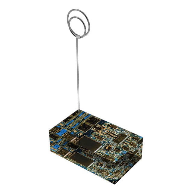 Macro Blue Circuit Board | PCB Photo Place Card Holder (Corner)