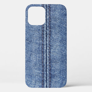 Macro Blue Denim, Close-Up Texture. iPhone 12 Case