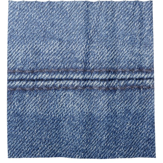Macro Blue Denim, Close-Up Texture. Shower Curtain (Front)