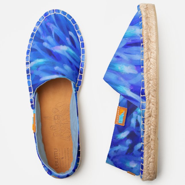 macro blue floral flower closeup with blue liner espadrilles (Side)