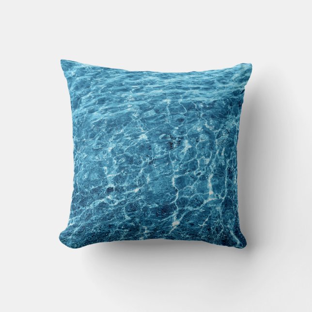 Macro Bubbling Blue Sea Photo Throw Pillow (Front)