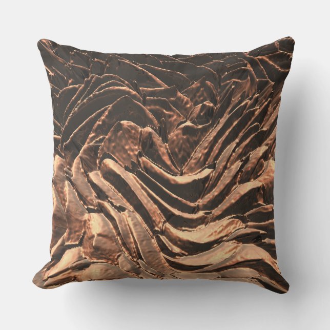 Macro Copper Abstract Throw Pillow (Front)