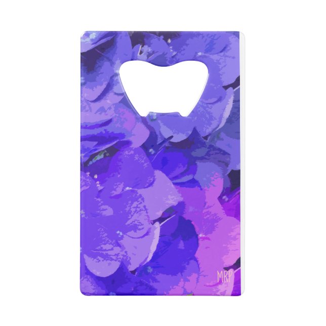 *~* Macro Floral Purple Hydrangea Nature Credit Card Bottle Opener (Back)