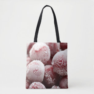 Macro frozen berries, closeup texture. tote bag