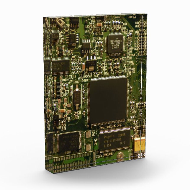 Macro Green Circuit Board | PCB Photo Acrylic Award (Left)