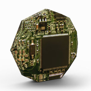 Macro Green Circuit Board   PCB Photo Acrylic Award