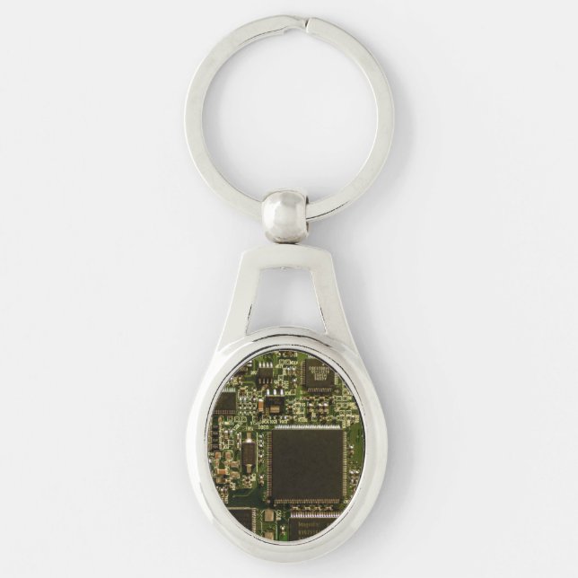 Macro Green Circuit Board | PCB Photo Keychain (Front)
