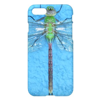 Macro Green Dragonfly on Blue Background iPhone 7 Case