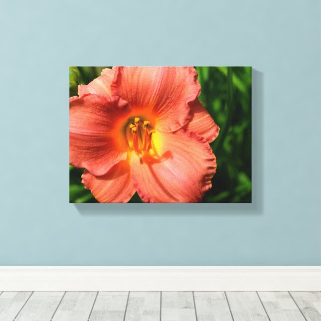 Macro image showing daylily canvas print (Insitu(Wood Floor))