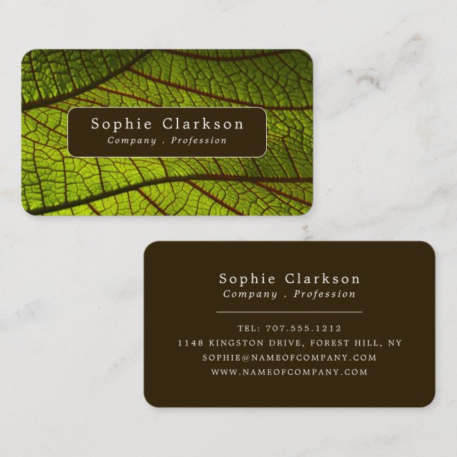 Macro Leaf, Rustic Business Card (Front/Back)