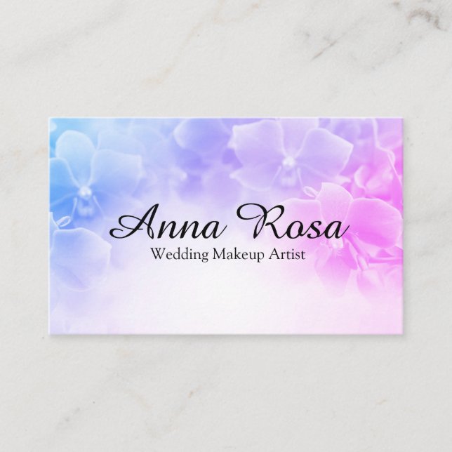 ~* Macro Photo Elegant Pink +  Lavender Flower Business Card (Front)
