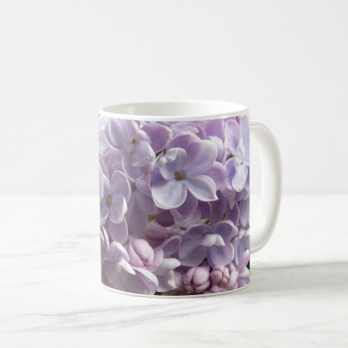 Macro Photo of Pale Purple Lilac Flowers Coffee Mug