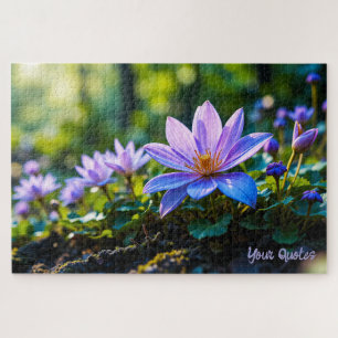 Macro Purple Forest Wildflowers with Dew Jigsaw Puzzle