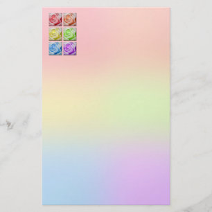 Macro Rainbow Roses Stationery