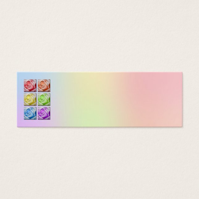 Macro Rainbow Roses Wedding Place Name Card (Front)