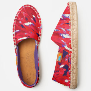 macro red and purple floral flower closeup espadrilles
