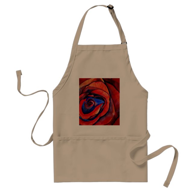 Macro red rose abstract art painting adult apron (Front)