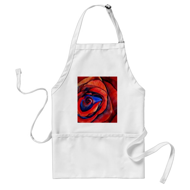 Macro red rose abstract art painting adult apron (Front)