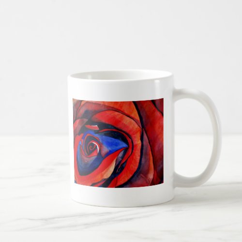 Macro red rose abstract art painting coffee mug