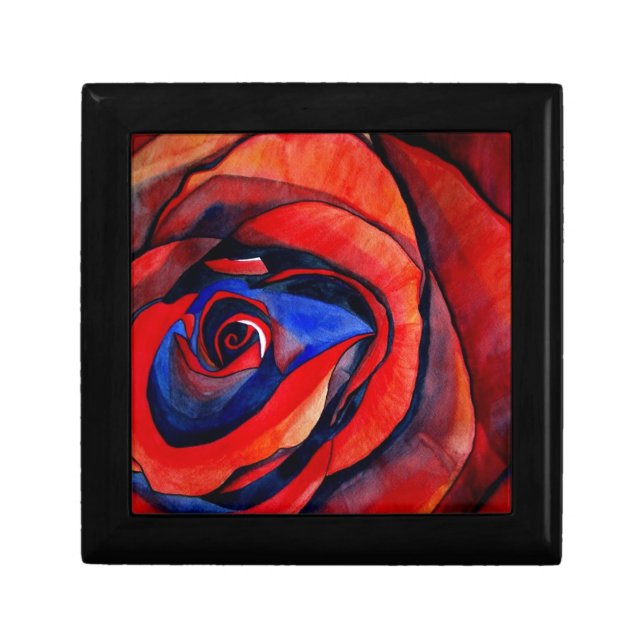 Macro red rose abstract art painting keepsake box (Front)