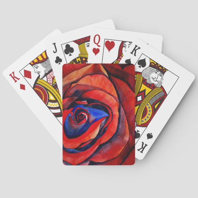 Macro red rose abstract art painting poker cards (Back)