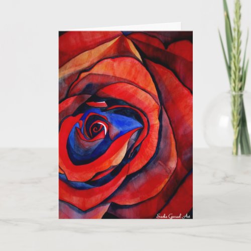 Macro red rose art Valentines Day card