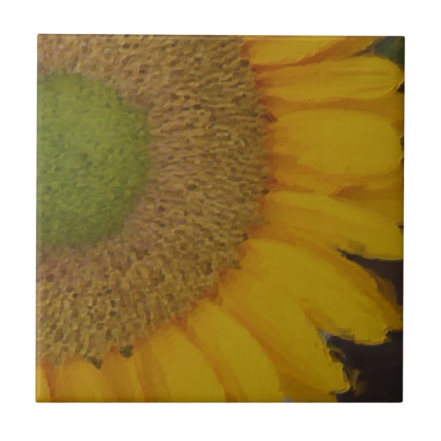 Macro Sunflower Center Floral Art Tile (Front)