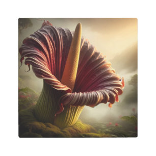 Macro View of Titan Arum Spathe Texture and Vivid  Metal Print
