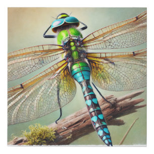 Macromia Dragonfly 200924IREF242 - Watercolor Faux Canvas Print