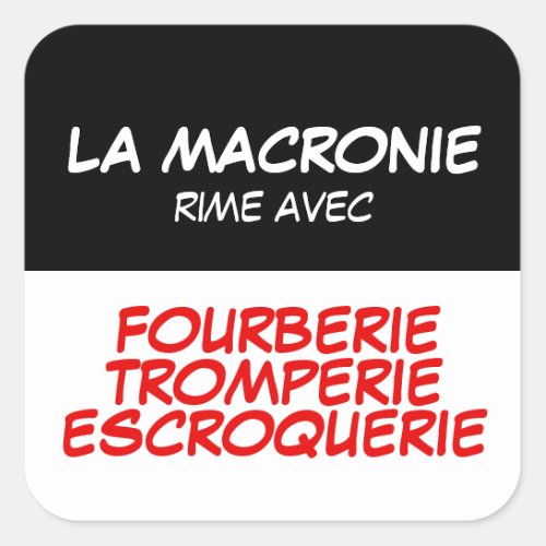 Macronie Fourberie Tromperie Escroquerie SqS Square Sticker