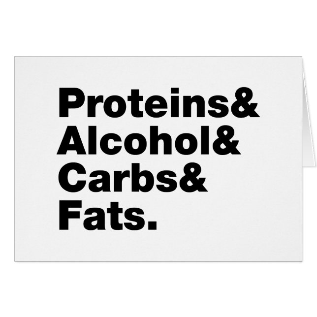 Macronutrients Proteins & Alcohol & Carbs & Fats. (Front Horizontal)