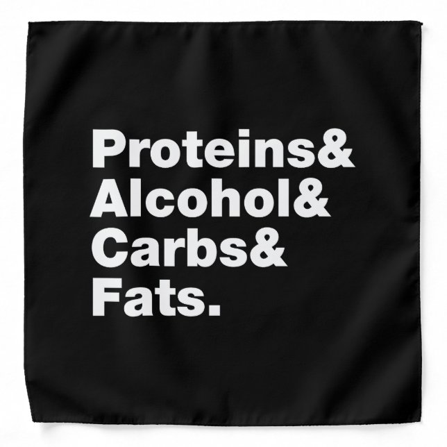 Macronutrients. Proteins & Alcohol & Carbs & Fats. Bandana (Front)