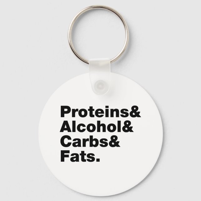 Macronutrients. Proteins & Alcohol & Carbs & Fats. Keychain (Front)
