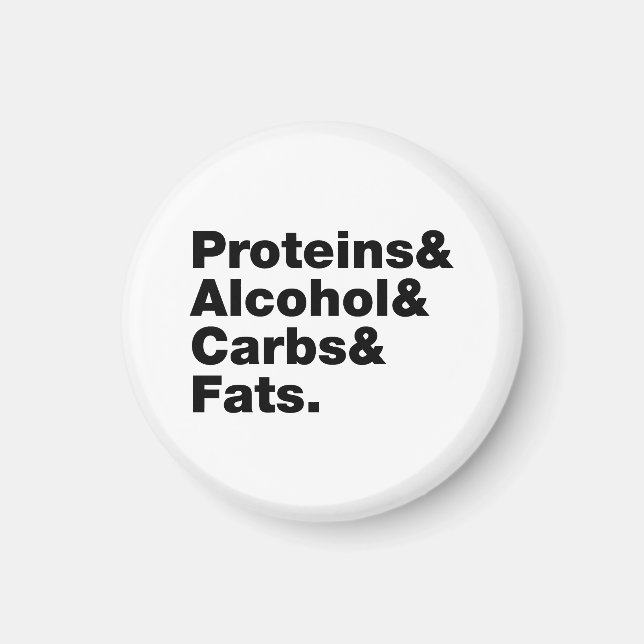 Macronutrients. Proteins & Alcohol & Carbs & Fats. Magnet (Front)