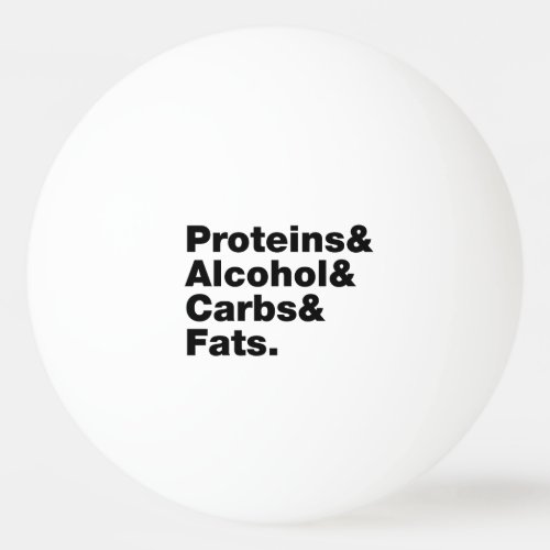 Macronutrients Proteins  Alcohol  Carbs  Fats Ping Pong Ball