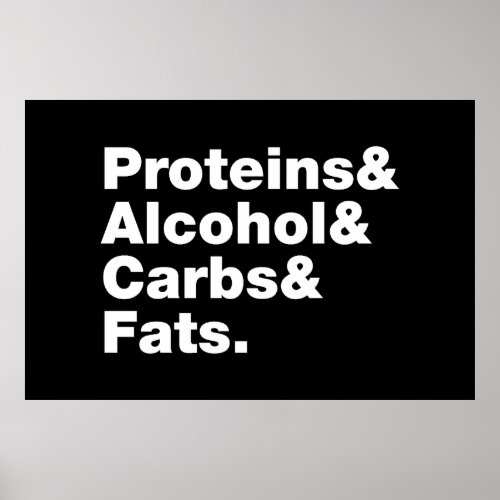 Macronutrients Proteins  Alcohol  Carbs  Fats Poster