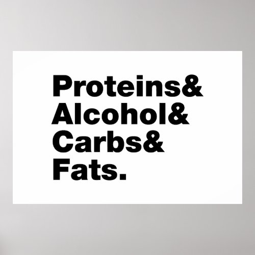 Macronutrients Proteins  Alcohol  Carbs  Fats Poster