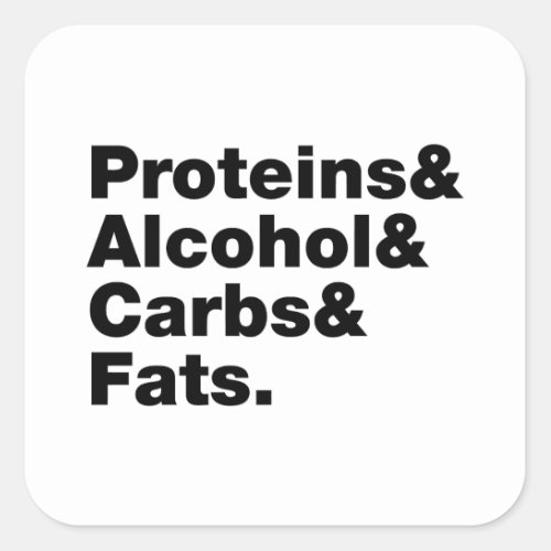 Macronutrients Proteins  Alcohol  Carbs  Fats Square Sticker