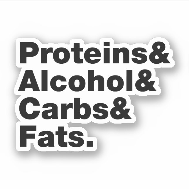 Macronutrients. Proteins & Alcohol & Carbs & Fats. Sticker (Front)