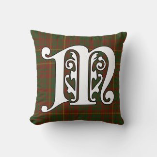MacRory Clan Tartan Monogram Throw Pillow