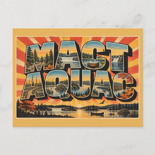 Mactaquac NB River Dam Beaver Pond Art Postcard