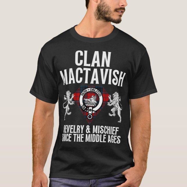 MacTavish Clan Scottish Name Coat Of Arms Tartan F T-Shirt (Front)