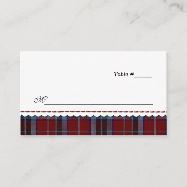 MacTavish Plaid Wedding Reception Place Card (Front)