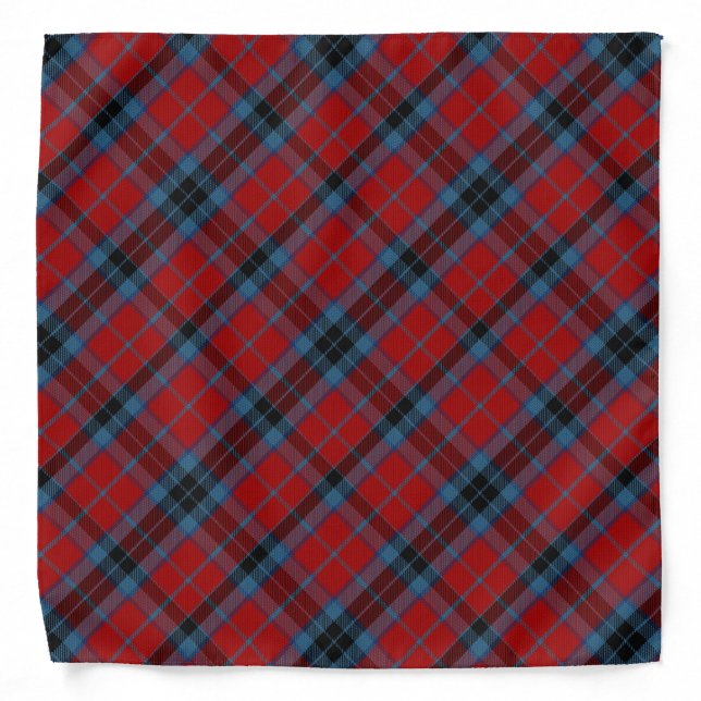 MacTavish Tartan Red and Blue Plaid Bandana (Front)