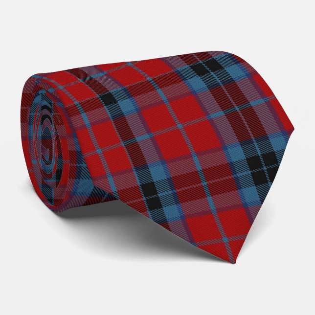 MacTavish Tartan Red and Blue Plaid Neck Tie (Rolled)