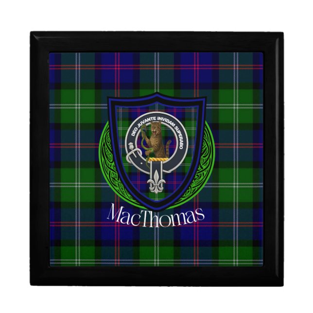 MacThomas Scottish Clan Tartan & Crest Gift Box (Front)