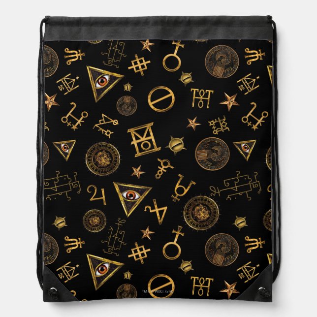 MACUSA™ Magic Symbols And Crests Pattern Drawstring Bag (Front)