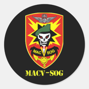 Macv-sog Army Unit Small Patch Full Color Vietnam Classic Round Sticker